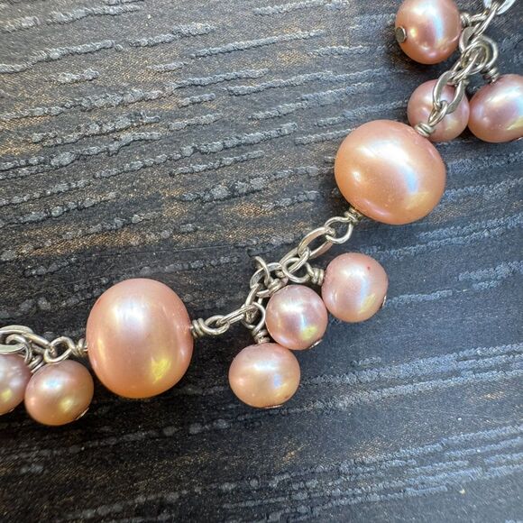 HONORA Sterling Silver Pink Pearl Cluster NECKLACE & Drop Earrings 16" - 19" - Picture 8 of 14